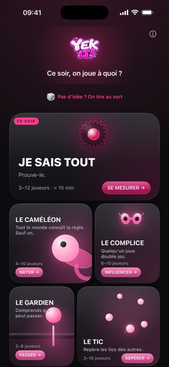L’accueil de YEK IT! : ce soir, on joue à quoi ?
